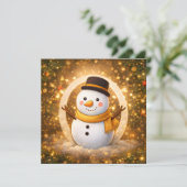 Schneemann im Winter Dankeskarte (Stehend Vorderseite)