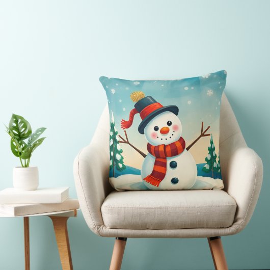 Schneemann im Winter Landschaft Kissen (Stuhl )