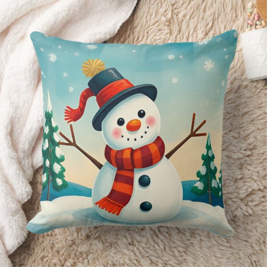 Schneemann im Winter Landschaft Kissen (Decke)