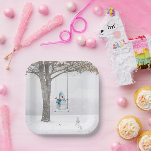 Schneemann im Winter Pappteller (Party)
