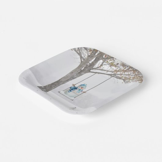 Schneemann im Winter Pappteller (Gewinkelt)