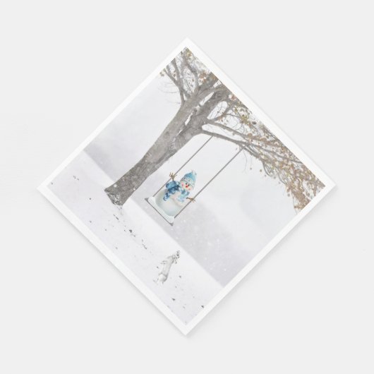 Schneemann im Winter Serviette (Ecke)