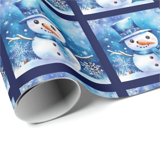 Schneemann in blau geschenkpapier (Rolleneckpunkt)