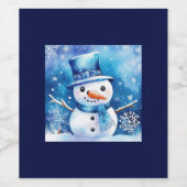 Schneemann in blau weinetikett (Einzelnes Label)