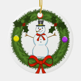 Schneemann in der Keramik Wreath Ornament