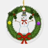 Schneemann in der Keramik Wreath Ornament (Hinten)