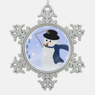 Schneemann in der Wind-Schneeflocke-Verzierung Schneeflocken Zinn-Ornament