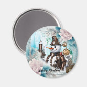 Schneemann in der Zeit! Steampunk Snowman Magnet (Vorderseite/Rückseite)
