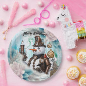 Schneemann in der Zeit! Steampunk Snowman Pappteller (Party)