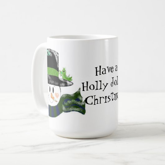 Schneemann in einem hohen Black Hat Kaffeetasse (Vorderseite Links)