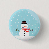Schneemann in einem Schnee-Kugel-Knopf Button (Vorderseite)
