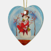 Schneemann in einem Schneeglobe Keramik Ornament (Links)