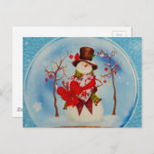 Schneemann in einem Schneeglobe Postkarte (Vorne/Hinten)