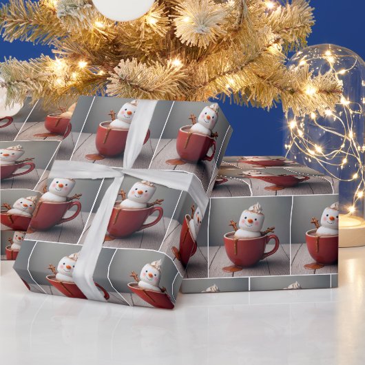 Schneemann in heißer Schokolade Geschenkpapier (Feiertage)
