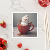 Schneemann in heißer Schokolade Serviette (Beispiel)