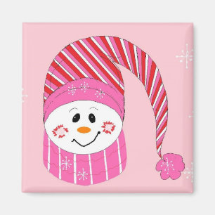 Schneemann in Rosa Magnet
