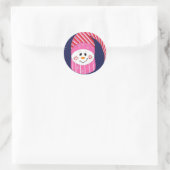 Schneemann in Rosa und Red Hat Runder Aufkleber (Tasche)