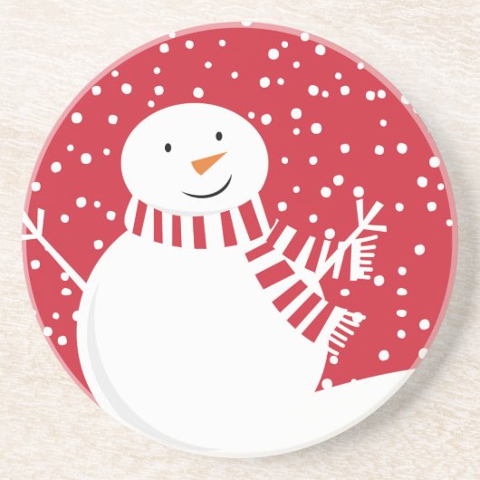 Schneemann in Rot und Weiß Untersetzer (Vorne)