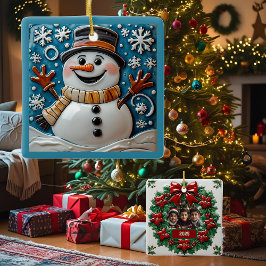 Schneemann in Schnee Weihnachten Anpassbar Keramikornament