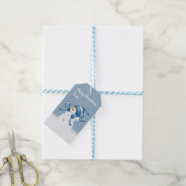 Schneemann in Schneeflocken Geschenkanhänger