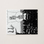 Schneemann in Schwarz und Weiß, der Weihnachten lä Puzzle (Horizontal)