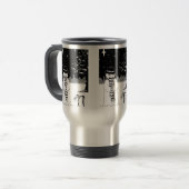 Schneemann in Schwarzweiß, Weihnachtsbekleidet Reisebecher (Vorderseite Links)