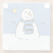 Schneemann in Sonnenschein Weihnachten Glasuntersetzer (Rückseite)