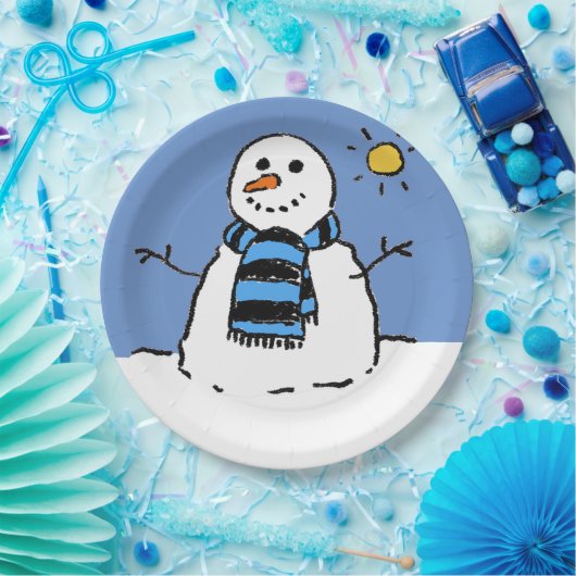 Schneemann in Sunshine Pappteller (Party)