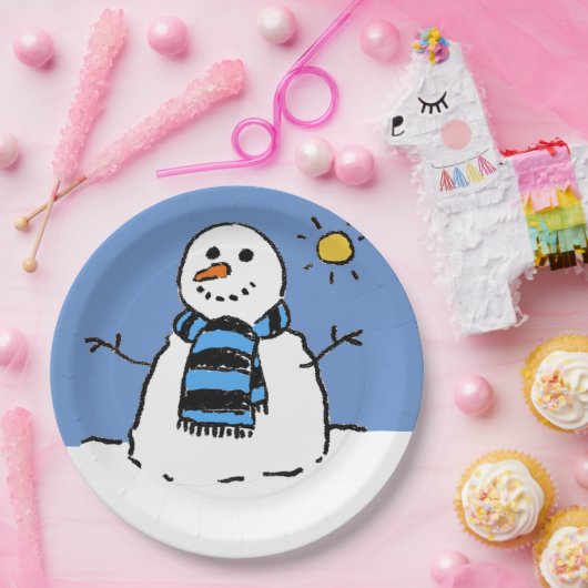 Schneemann in Sunshine Pappteller (Party)