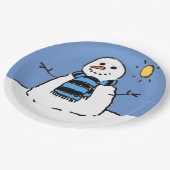 Schneemann in Sunshine Pappteller (Schrägansicht)