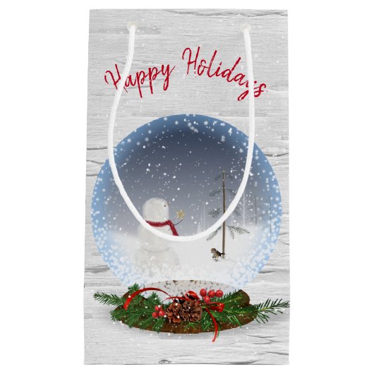 Schneemann in Weihnachten Schneeglobe auf Birne Kleine Geschenktüte (Vorderseite)