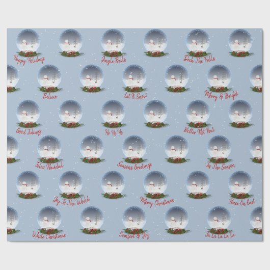 Schneemann in Weihnachten Schneeglobe Geschenkpapier (Flach)