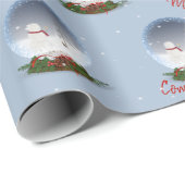 Schneemann in Weihnachten Schneeglobe Geschenkpapier (Rolleneckpunkt)