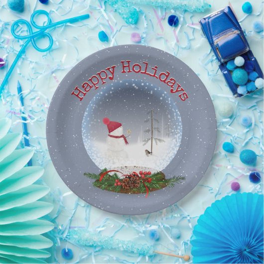 Schneemann in Weihnachten Schneeglobe Papierplatte Pappteller (Party)