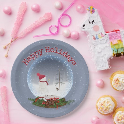 Schneemann in Weihnachten Schneeglobe Papierplatte Pappteller (Party)