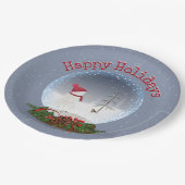 Schneemann in Weihnachten Schneeglobe Papierplatte Pappteller (Schrägansicht)