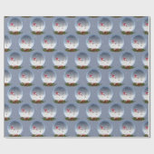 Schneemann in Weihnachten Schneeglobe Wrapping Pap Geschenkpapier (Flach)