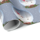 Schneemann in Weihnachten Schneeglobe Wrapping Pap Geschenkpapier (Rolleneckpunkt)