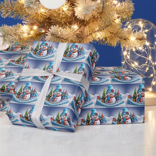 Schneemann in Winterlandschaft - Geschenkpapier (Feiertage)