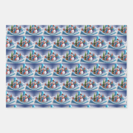 Schneemann in Winterlandschaft -  Geschenkpapier Set