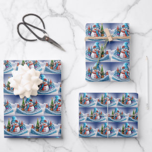 Schneemann in Winterlandschaft - Geschenkpapier Set