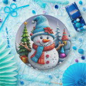 Schneemann in Winterlandschaft -  Pappteller (Party)