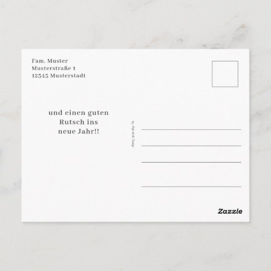 Schneemann in Winterlandschaft - Postkarte (Rückseite)