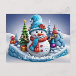 Schneemann in Winterlandschaft - Postkarte