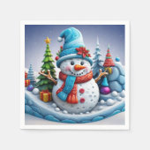 Schneemann in Winterlandschaft -  Serviette (Vorderseite)