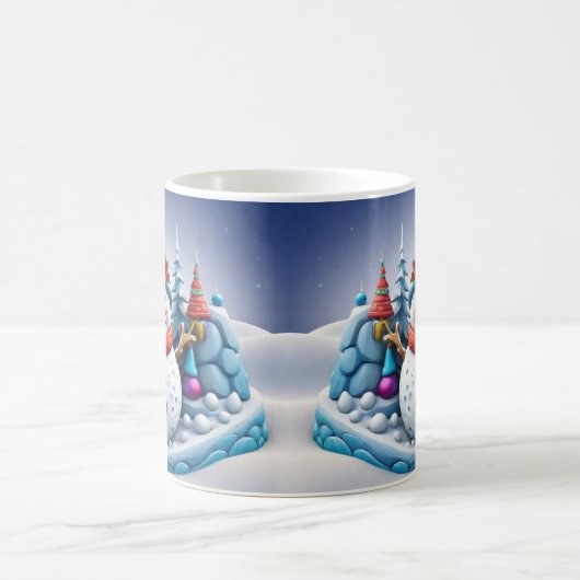 Schneemann in Winterlandschaft -  Verwandlungstasse (Mittel)