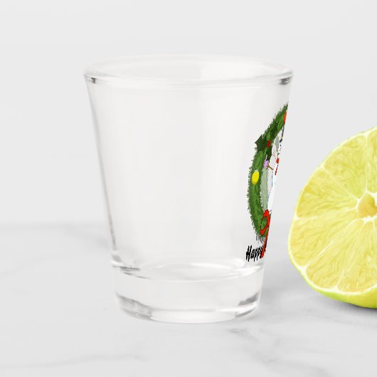 Schneemann in Wreath Shot Glass Schnapsglas (Links)