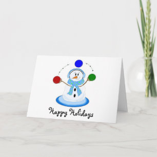 Schneemann Jongleur Feiertagskarte