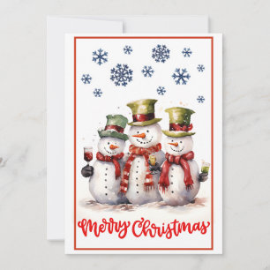 Schneemann Jubel & Weihnachtshüte Feiertagskarte