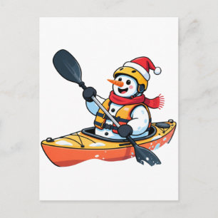 Schneemann-Kajakfahrer-Weihnachten 2026-Feiertags- Feiertagspostkarte